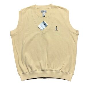 Penguin Sport Vintage Golf V Neck Sweater Vest Mens Large NWT Soft Yellow Preppy